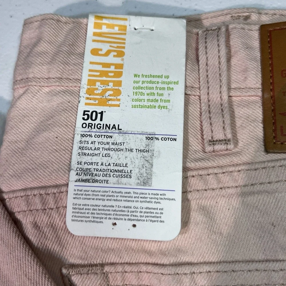 Nwt LEVI'S FRESH Produce  501 ORIGINAL Premium LIGHT PINK 38x32 Lemon